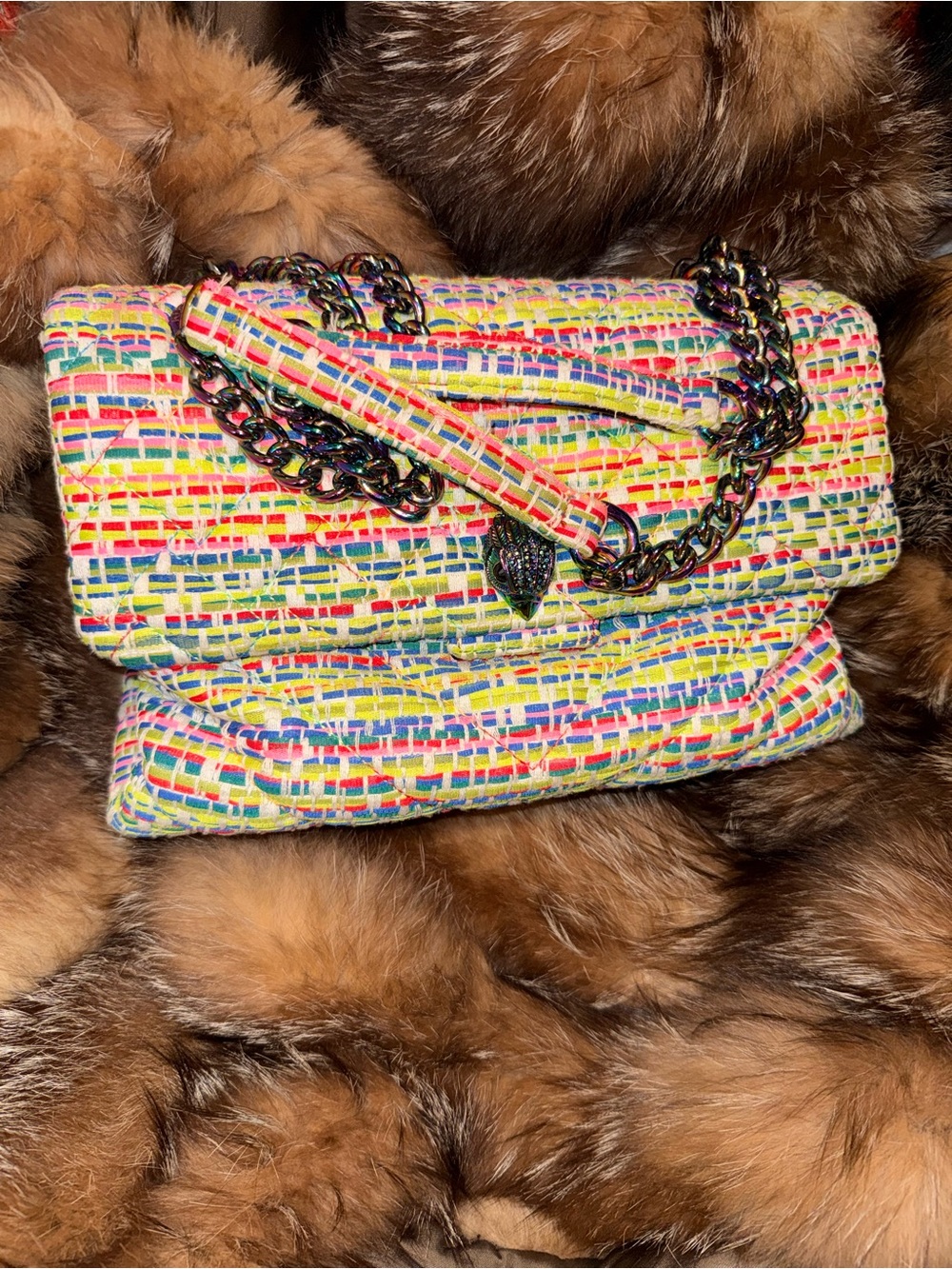 Kurt Geiger Multicolor Woven Chain-Handle Shoulder Bag